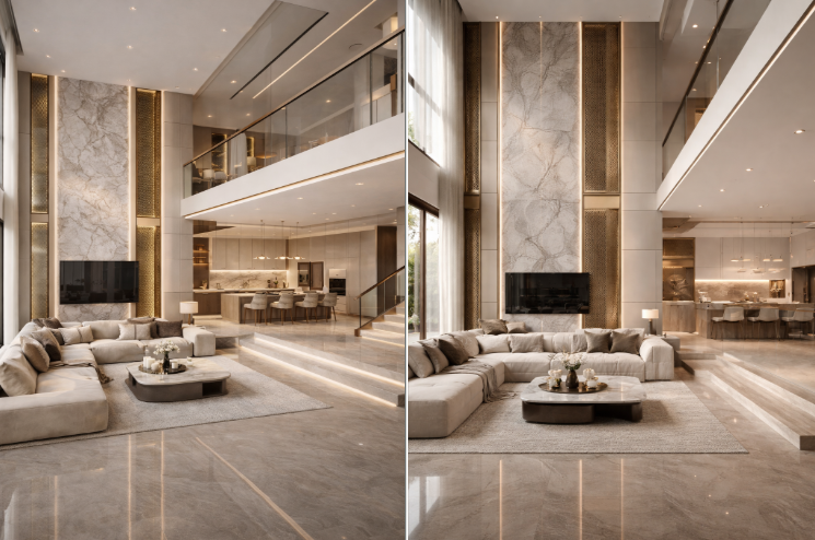 Double height living interior Sharjah